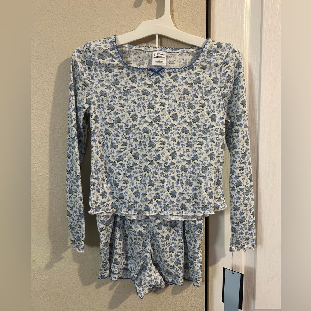 Blue Floral girls Pajama Set